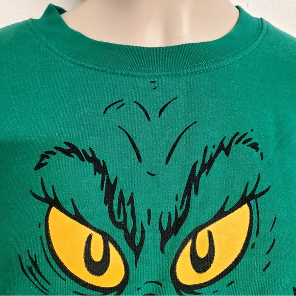 Size M (7-9)Seuss How the Grinch Stole Christmas Green Sweatshirt The Grinch - Picture 5 of 10